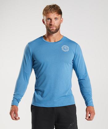 Long Sleeve Męskie Gymshark Legacy Niebieskie | PL 3651NWY